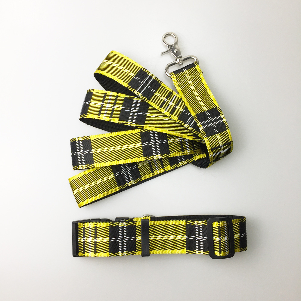 Pet Dog Collar Check Pattern Leash - Image 2