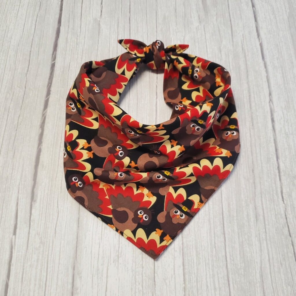 Turkey Print Dog Bandana - Thanksgiving Pet Accessory