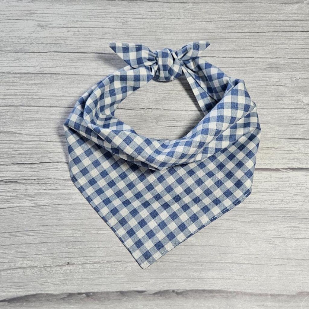 Blue Small Gingham Dog Bandana