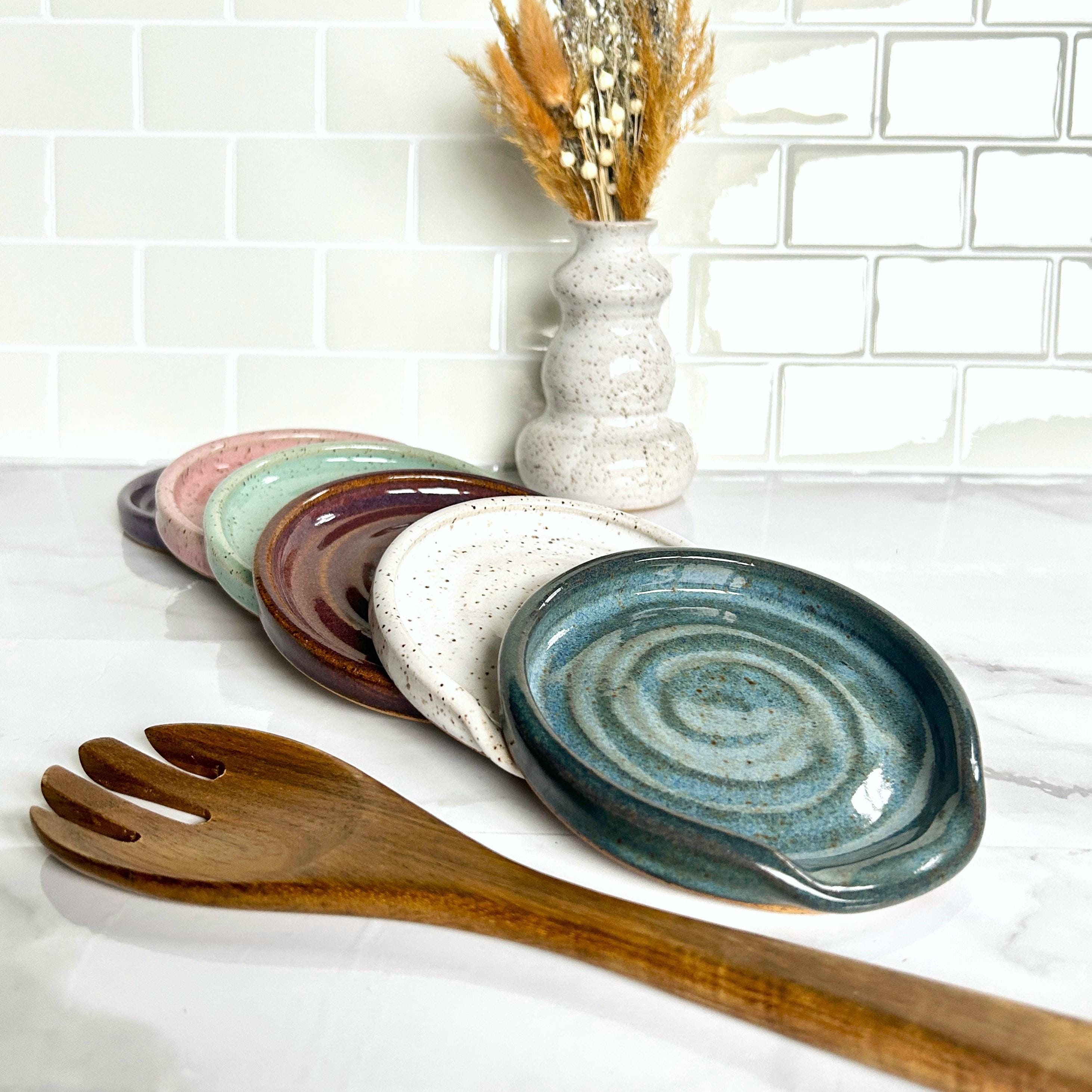 Handmade Ceramic Speckled Spoon Rest