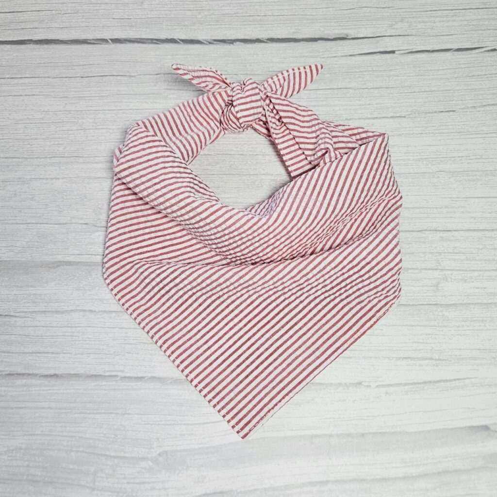 Red Stripe Seersucker Tie On Dog Bandana