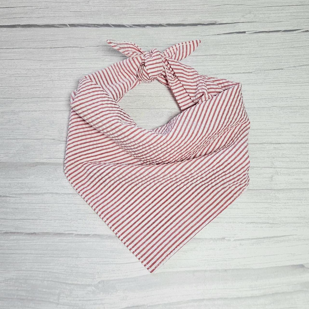 Red Stripe Seersucker Tie On Dog Bandana