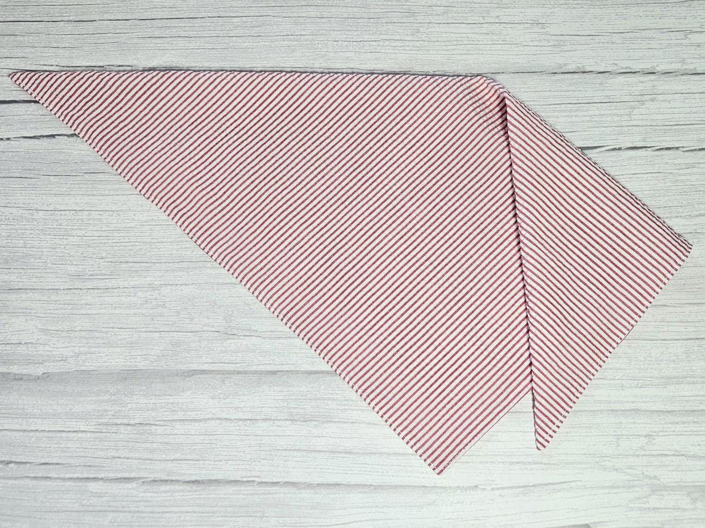 Red Stripe Seersucker Tie On Dog Bandana - Image 3