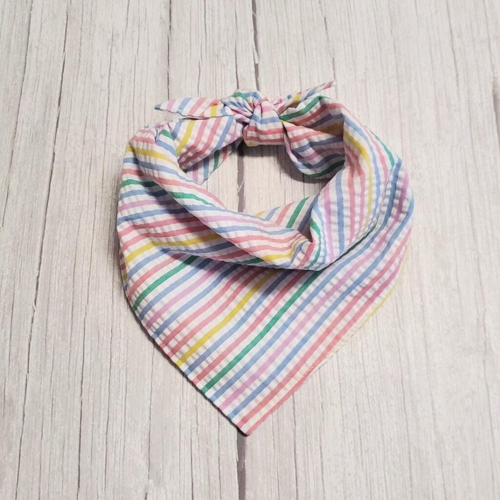 Rainbow Stripe Seersucker Dog Bandana