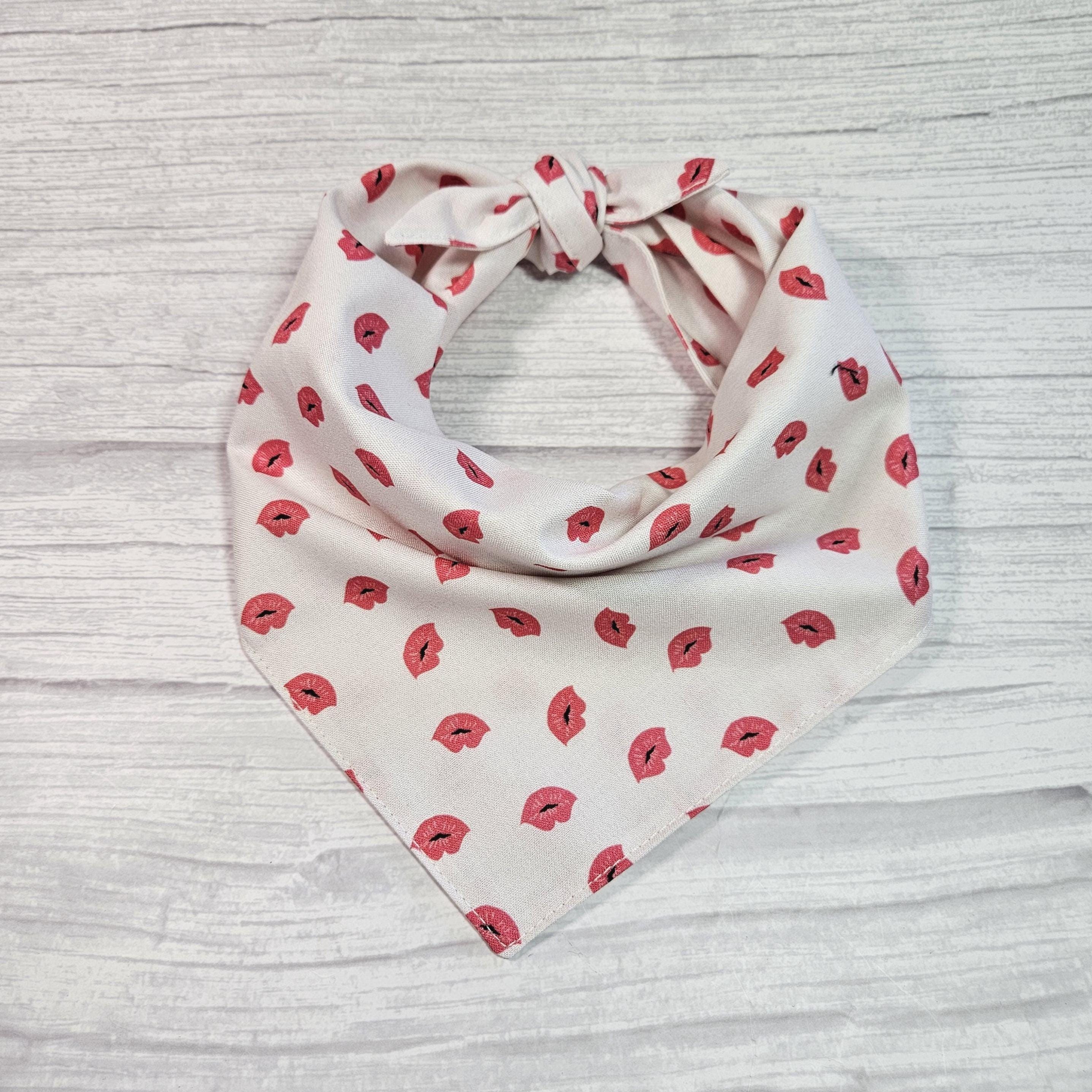 Lip Print Dog Bandana Double-Sided Tie-On Pet Scarf