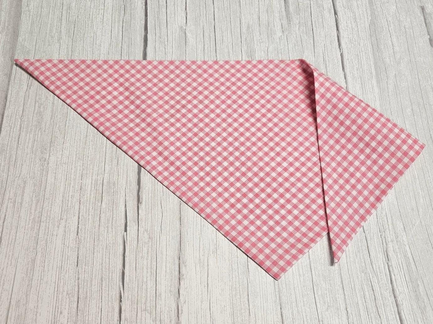 Small Gingham Pink Dog Bandana - Image 2