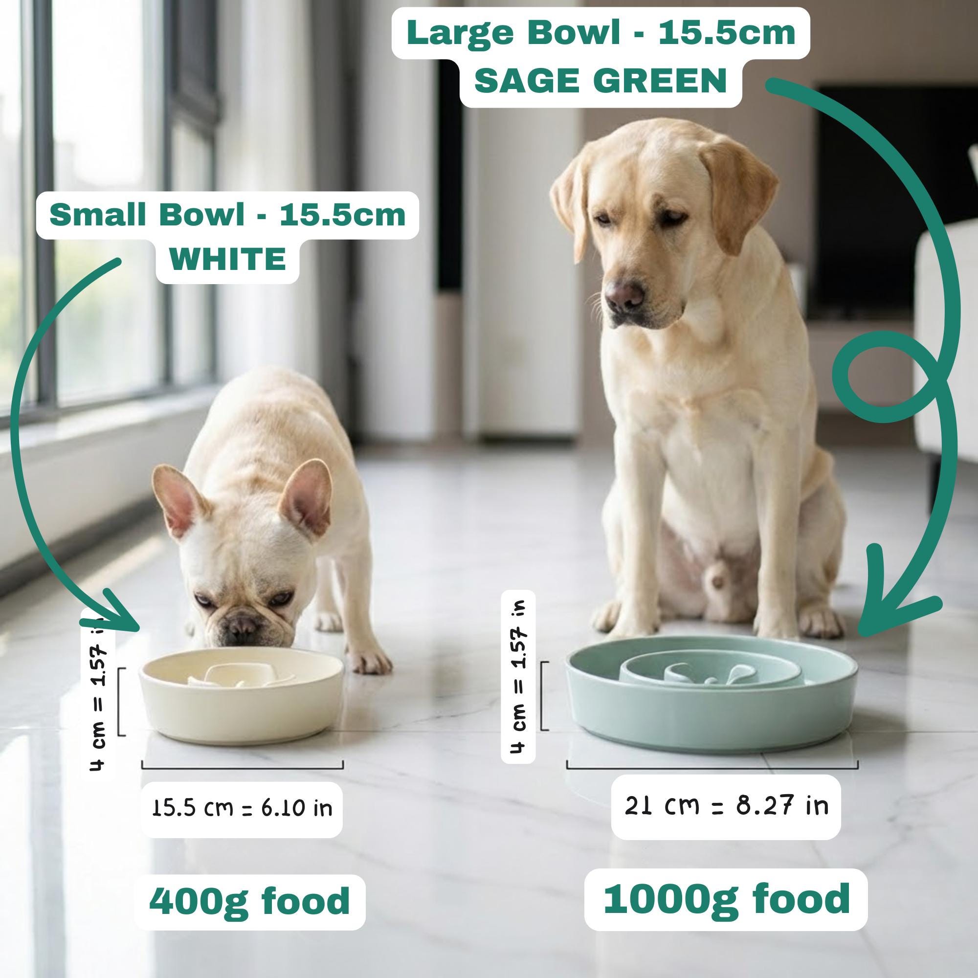 Elevated Ceramic Slow Feeder Dog Bowl with Anti-Slip Bamboo Stand - For Large Breeds - Image 17