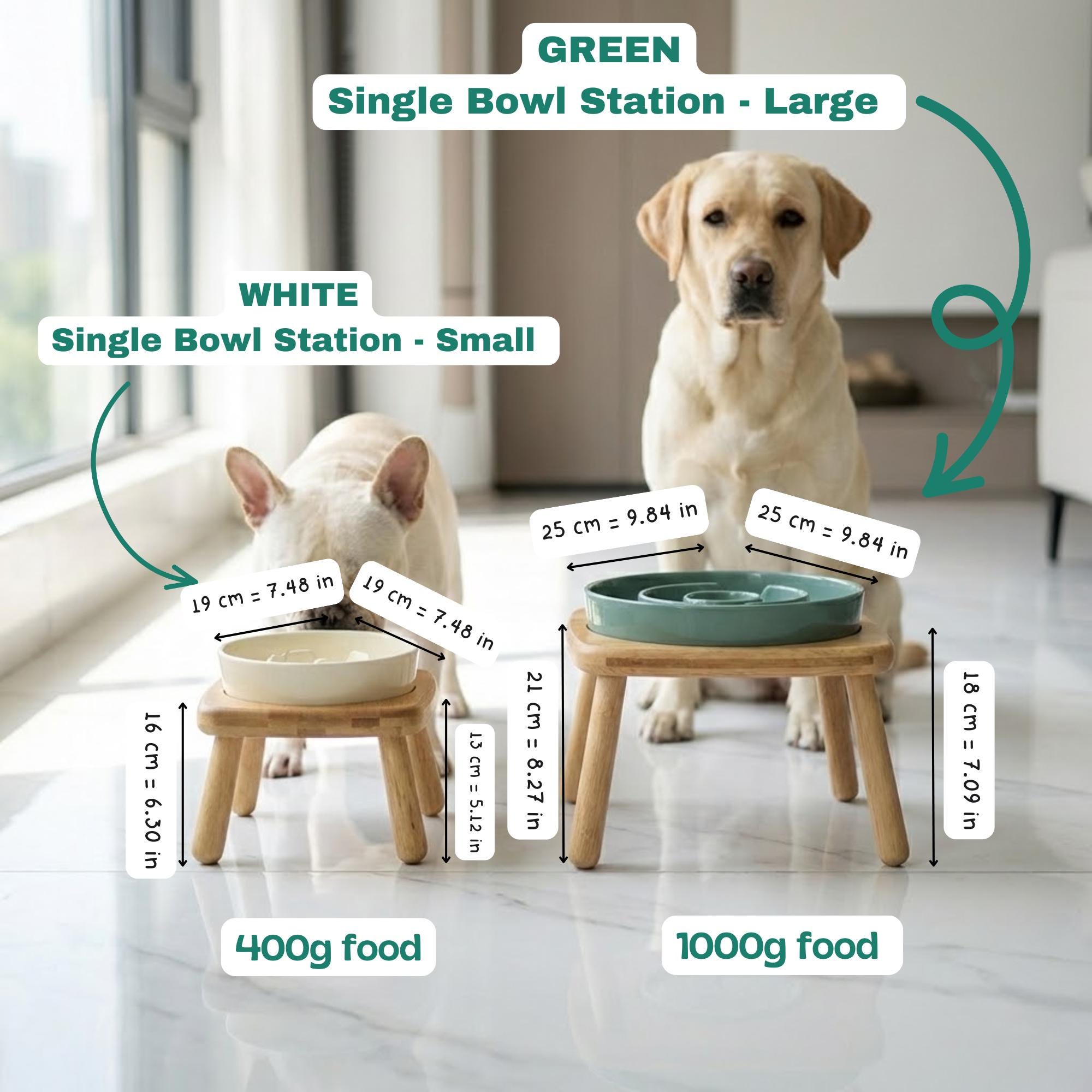 Elevated Ceramic Slow Feeder Dog Bowl with Anti-Slip Bamboo Stand - For Large Breeds - Image 19