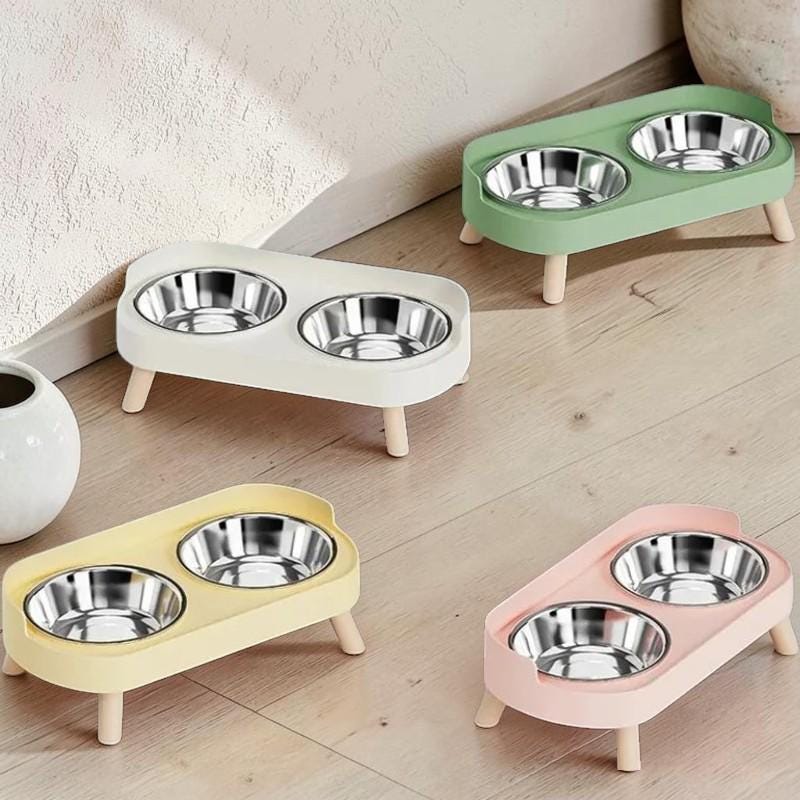 Elevated Pet Bowl Set – Stainless Steel Double Dog & Cat Feeder – Raised Neck Support Feeding Station - Image 9