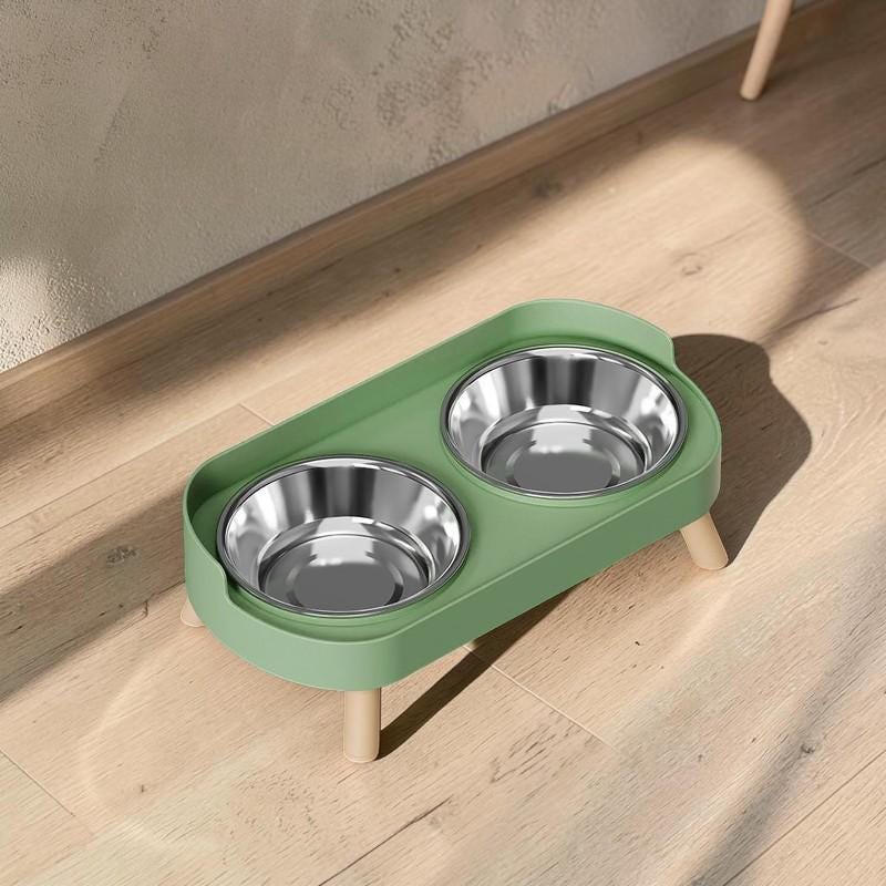 Elevated Pet Bowl Set – Stainless Steel Double Dog & Cat Feeder – Raised Neck Support Feeding Station - Image 5