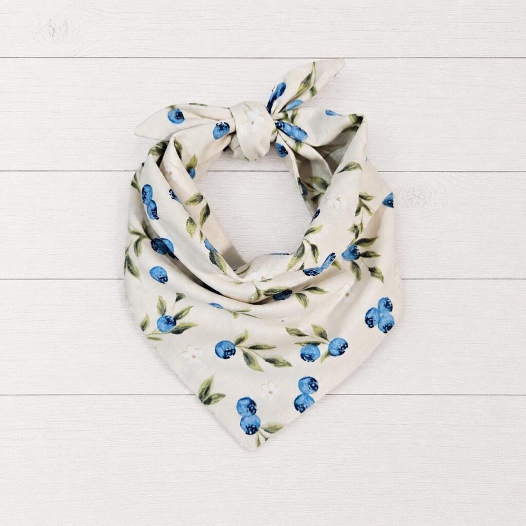 Blueberry Floral Dog Bandana Cotton Tie-On Pet Scarf