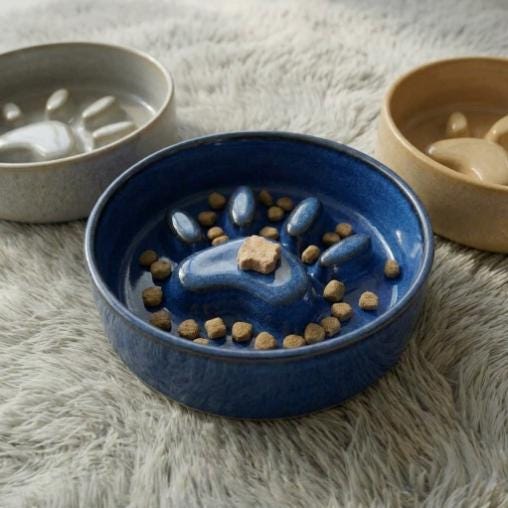 Ceramic Slow Feeder Cat Bowl with Acacia Wood Stand, Elevated Anti-Gulping Pet Dish - Image 8