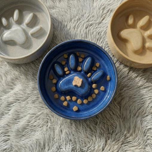 Ceramic Slow Feeder Cat Bowl with Acacia Wood Stand, Elevated Anti-Gulping Pet Dish - Image 9