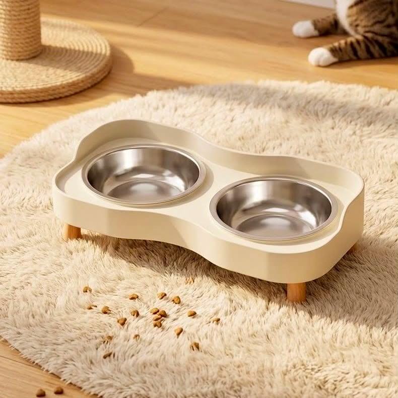 Elevated Double Cat Bowl Set Stainless Steel Pet Feeder, Modern Minimalist Design - Image 8