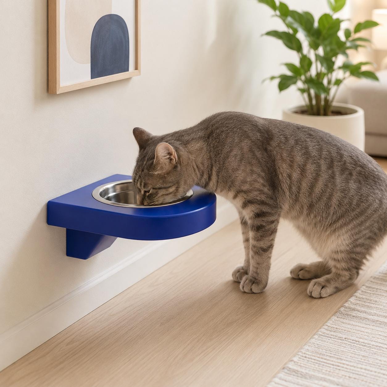 Wall Mounted Cat Feeder Shelf with Bowl, Modern Cat Feeding Station, Elevated Cat Bowl Shelf, Minimalist Pet Bowl Holder - Image 7