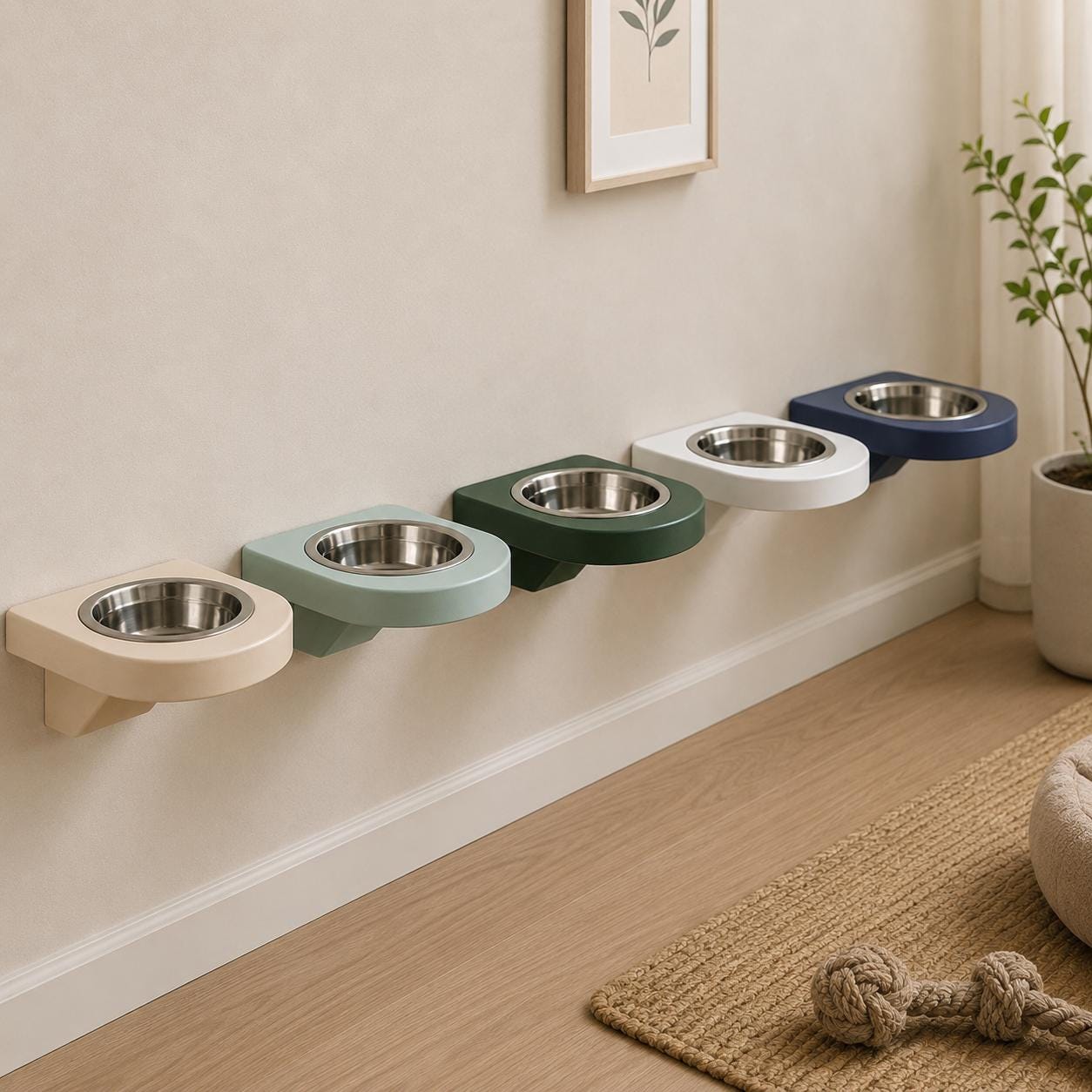 Wall Mounted Cat Feeder Shelf with Bowl, Modern Cat Feeding Station, Elevated Cat Bowl Shelf, Minimalist Pet Bowl Holder - Image 11