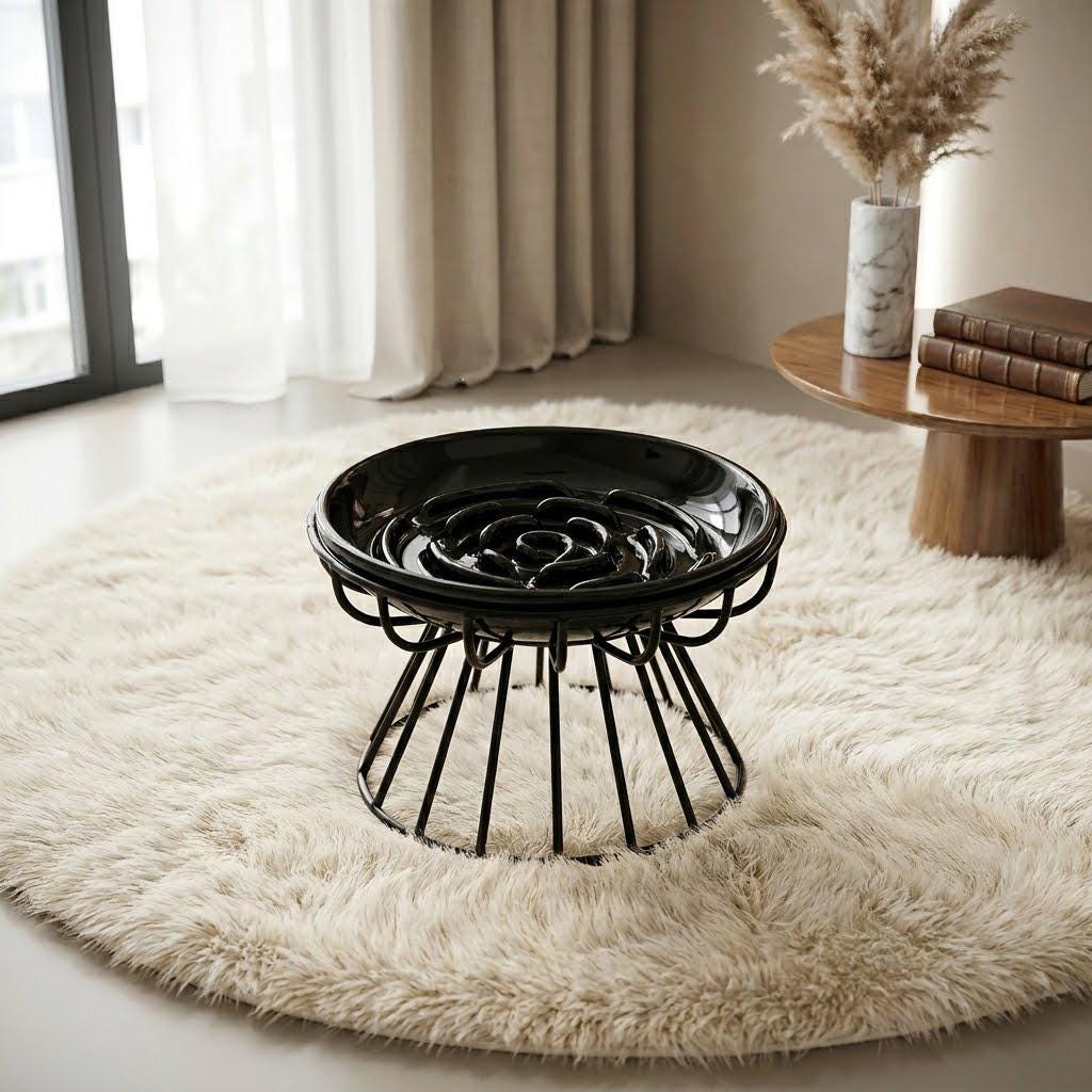 Ceramic Slow Feeder Pet Bowl, Maze Design Cat Dog Food Dish, Anti Gulping Plate - Image 4