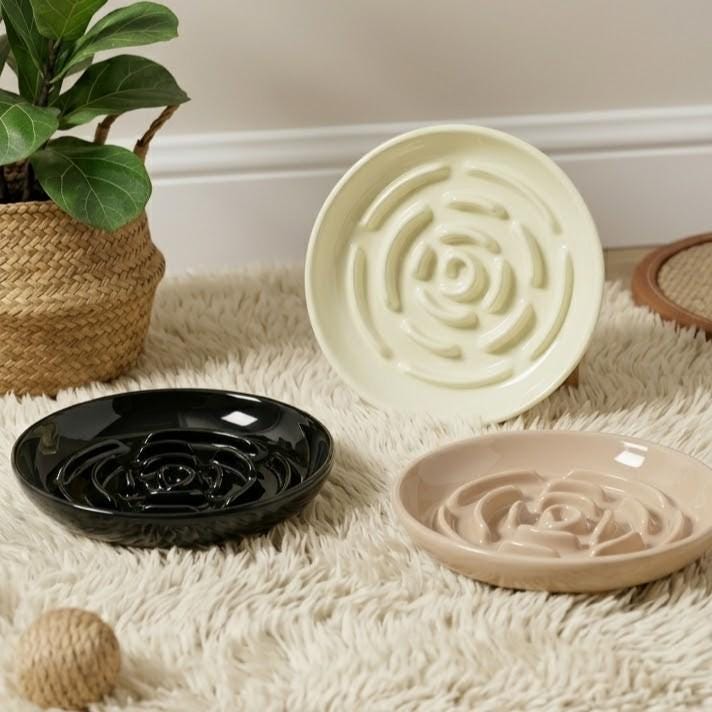 Ceramic Slow Feeder Pet Bowl, Maze Design Cat Dog Food Dish, Anti Gulping Plate - Image 5