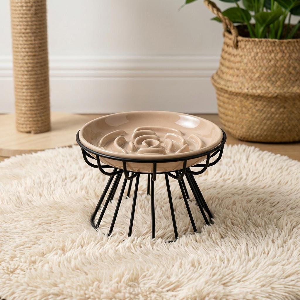 Ceramic Slow Feeder Pet Bowl, Maze Design Cat Dog Food Dish, Anti Gulping Plate - Image 9
