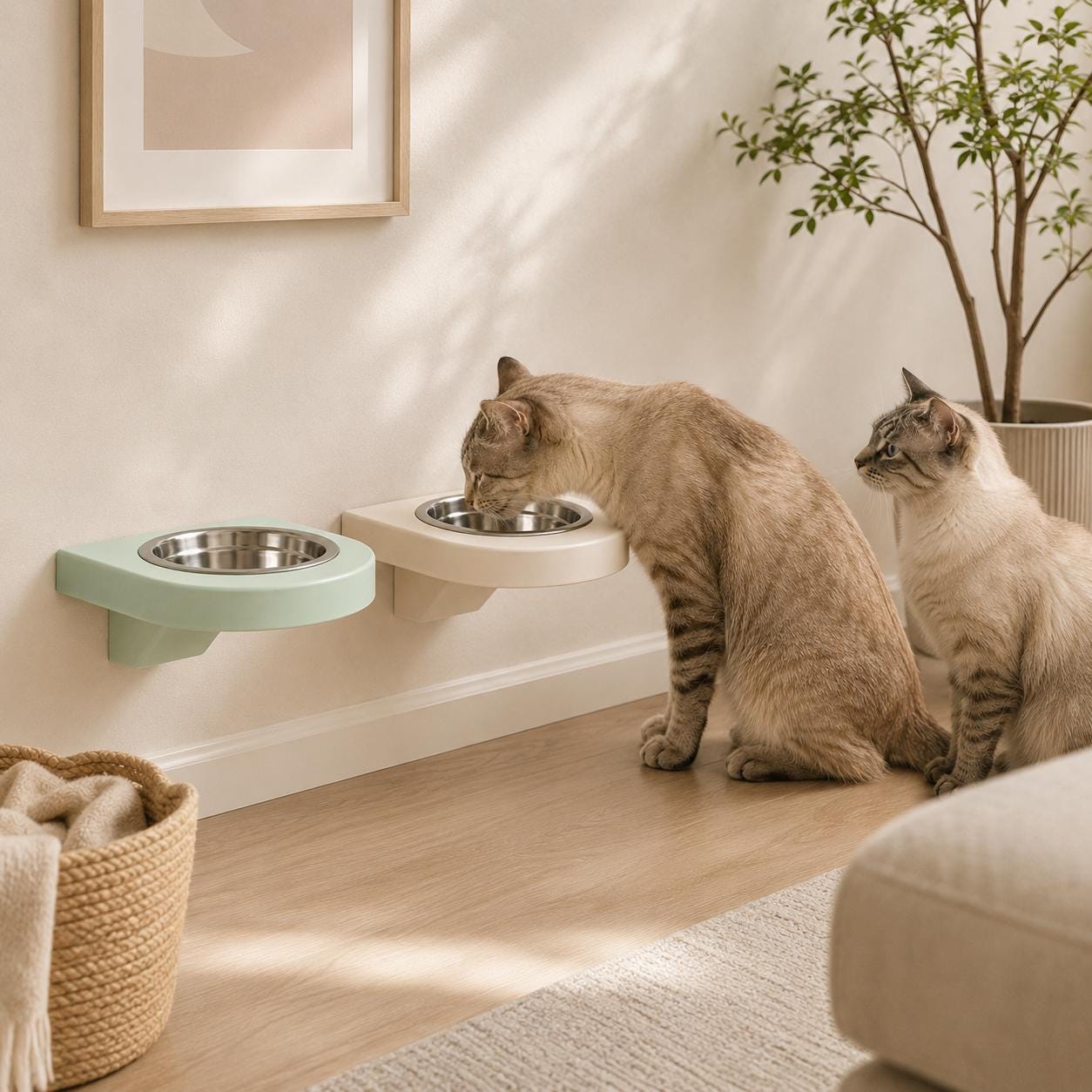 Wall Mounted Cat Feeder Shelf with Bowl, Modern Cat Feeding Station, Elevated Cat Bowl Shelf, Minimalist Pet Bowl Holder - Image 8