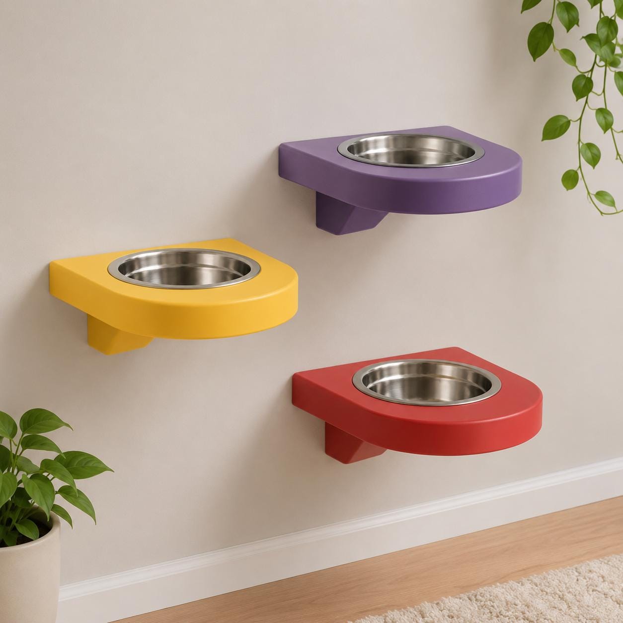 Wall Mounted Cat Feeder Shelf with Bowl, Modern Cat Feeding Station, Elevated Cat Bowl Shelf, Minimalist Pet Bowl Holder - Image 2