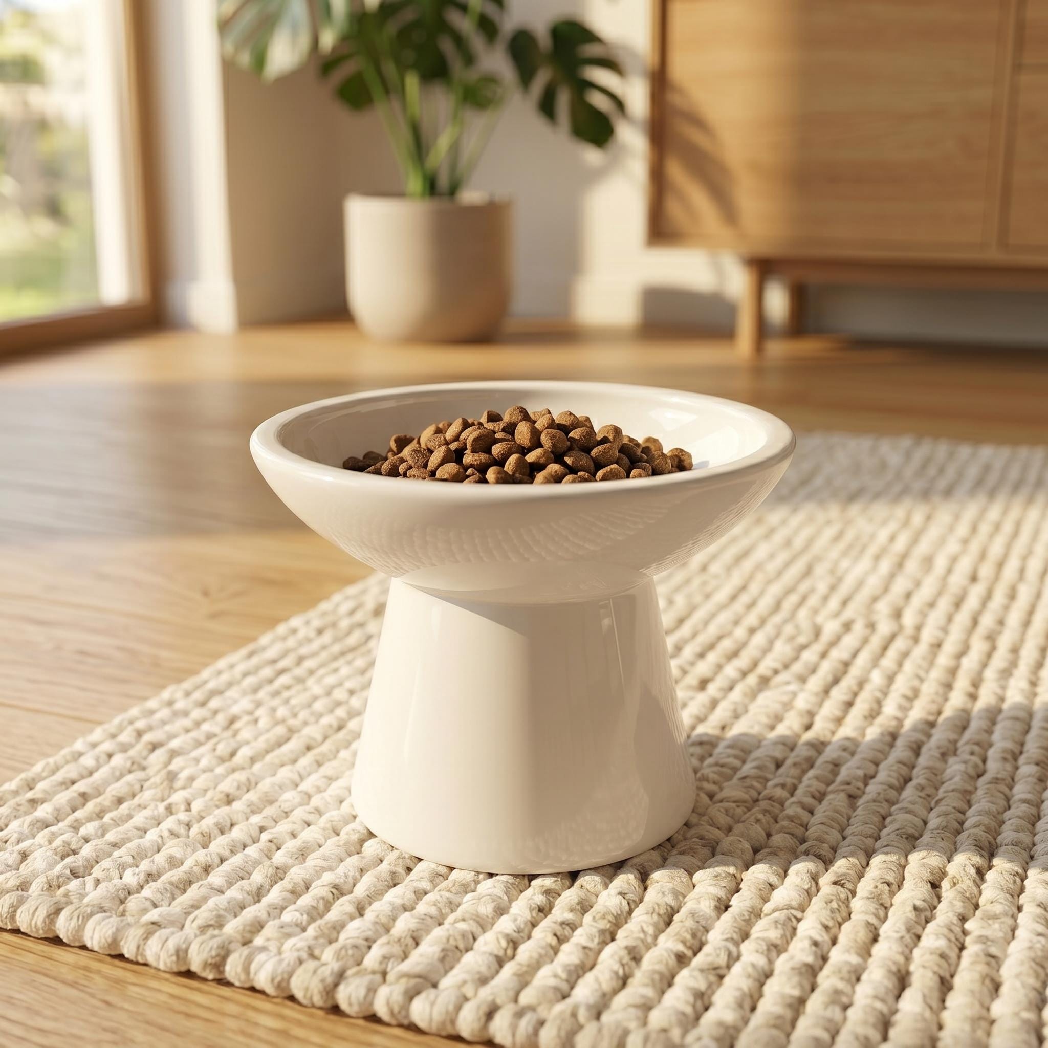 Elevated Ceramic Cat Bowl, Raised Pet Feeding Bowl for Cats Small Dogs, Modern Flat Mouth Food & Water Dish, Ergonomic Pet Bowl - Image 7