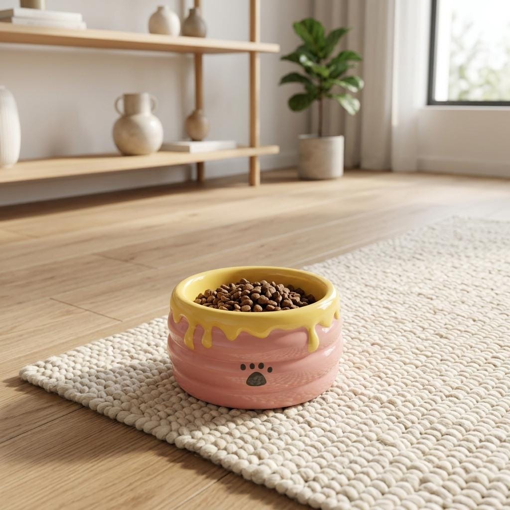 Bee Hive Ceramic Cat Bowl, Elevated Pet Feeder, Whisker Friendly Dish - Image 9