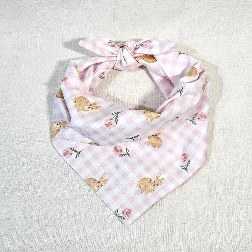 Pink Bunny Dog Bandana Spring Rabbit Tie-On Dog Bandana Cute Easter Dog Bandana Pet